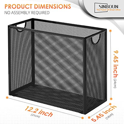 Hanging File Organizer Includes 5 Hanging Folders for Office, Black