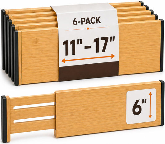 6-Pack Drawer Dividers 6-Inch High Dresser Drawer... (6 Count | Bamboo | Bamboo)