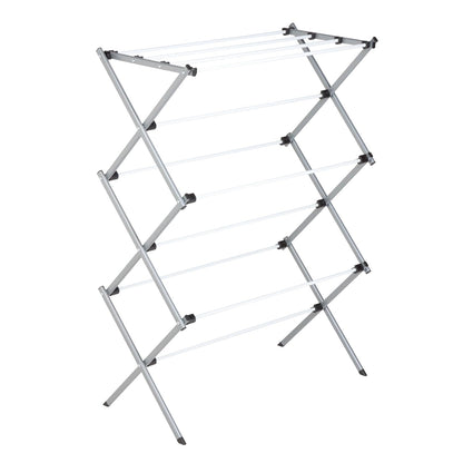 Honey-Can-Do Deluxe Metal Collapsible Clothes Drying Rack, 50 lbs, 29" x 14.2" x 42.1", White & Grey