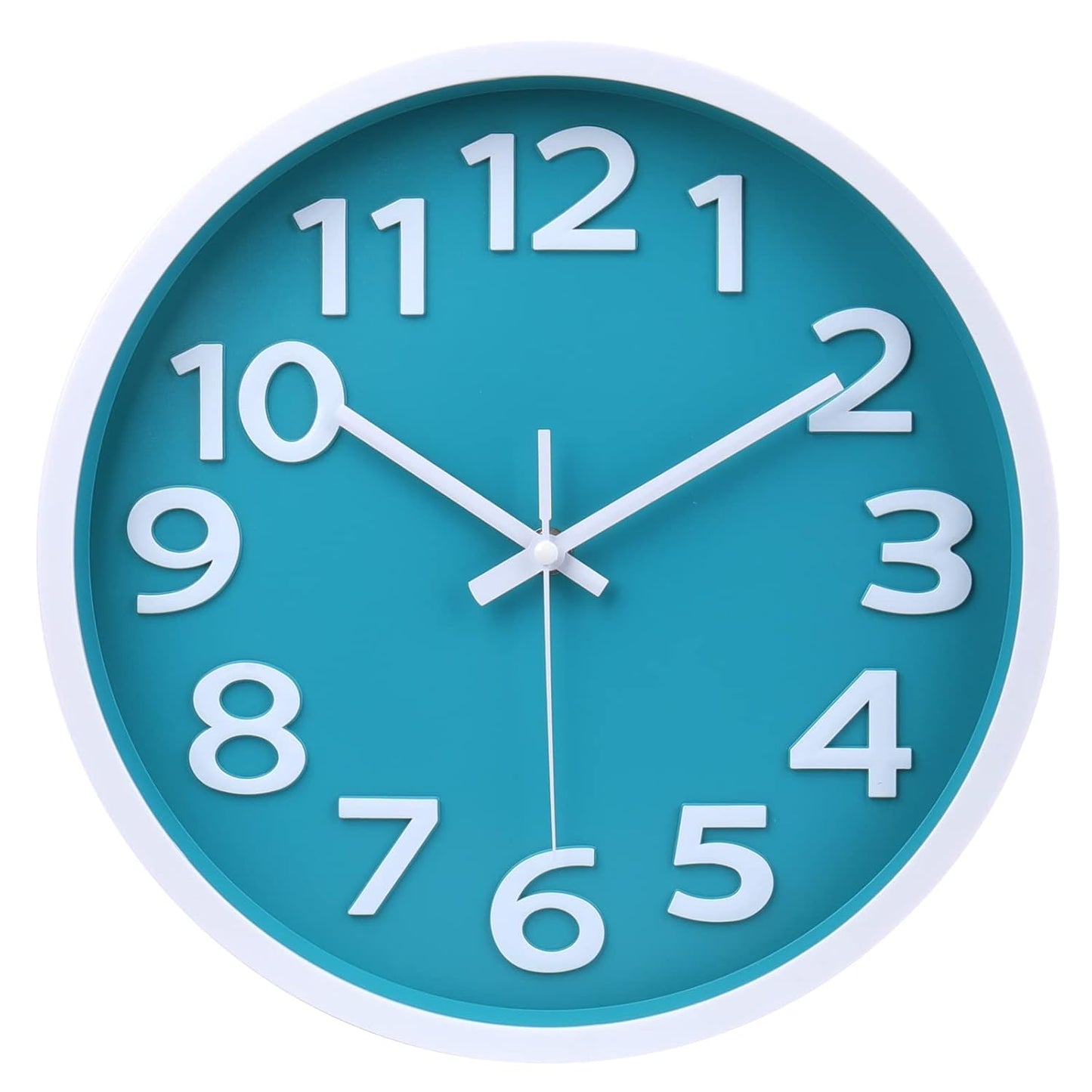 Crosstime Wall Clock Silent Non Ticking Indoor Outdoor Clock Battery Operated Easy to Read Analog Decorative Clocks for Bedroom Office Home Patio Pool Porch Decor,12 Inch Aqua
