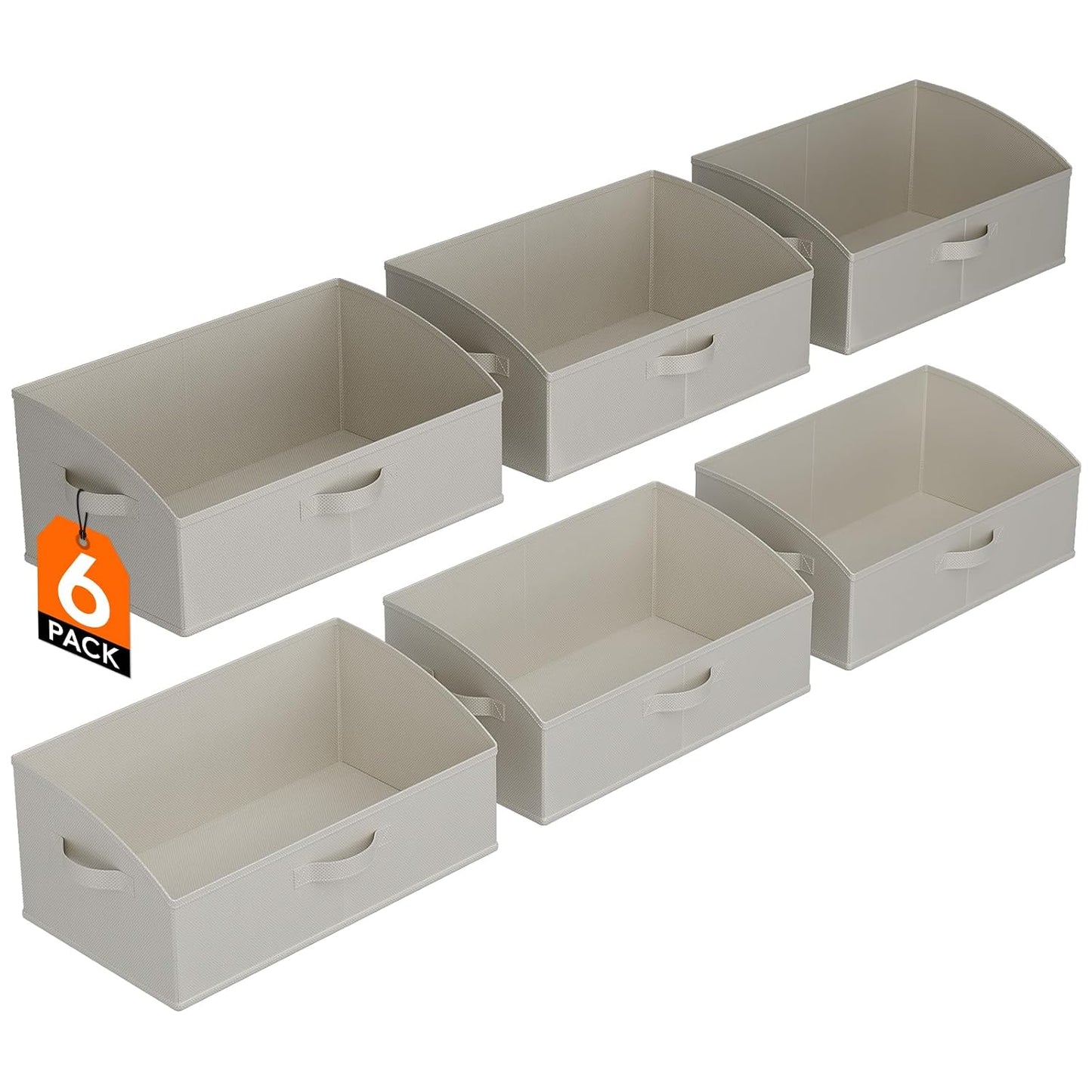 Lifewit Extra Large Trapezoid Closet Storage Bins for Shelf, 6 Packs Non-woven Closet Organizer Baskets with Handles, Foldable Clothes Containers Boxes for Clothing, Book, Purse, 23L, Light Gray