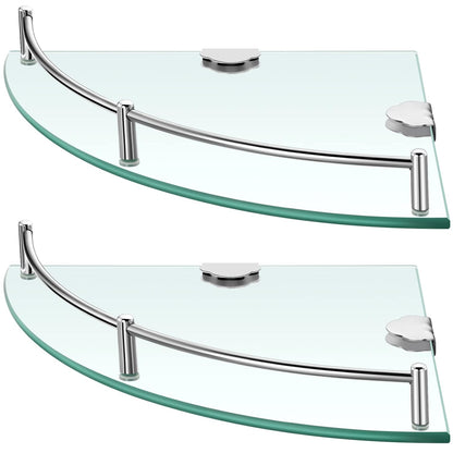 Crowye 8 Pcs Corner Shower Shelf 2-tier Glass Corner Shelf Stainless Steel Wall Mounted Bathroom Organizer for Storing Shower Gel Shampoo Brush, 9.25 Inches (Silver)