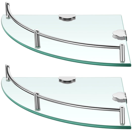 8 Pcs Corner Shower Shelf 2-tier Glass Corner Shel... (8 Count | Silver)