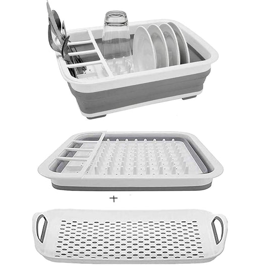 Dish Drying Rack Collapsible Dish Drying Rack Port... (White Gray)