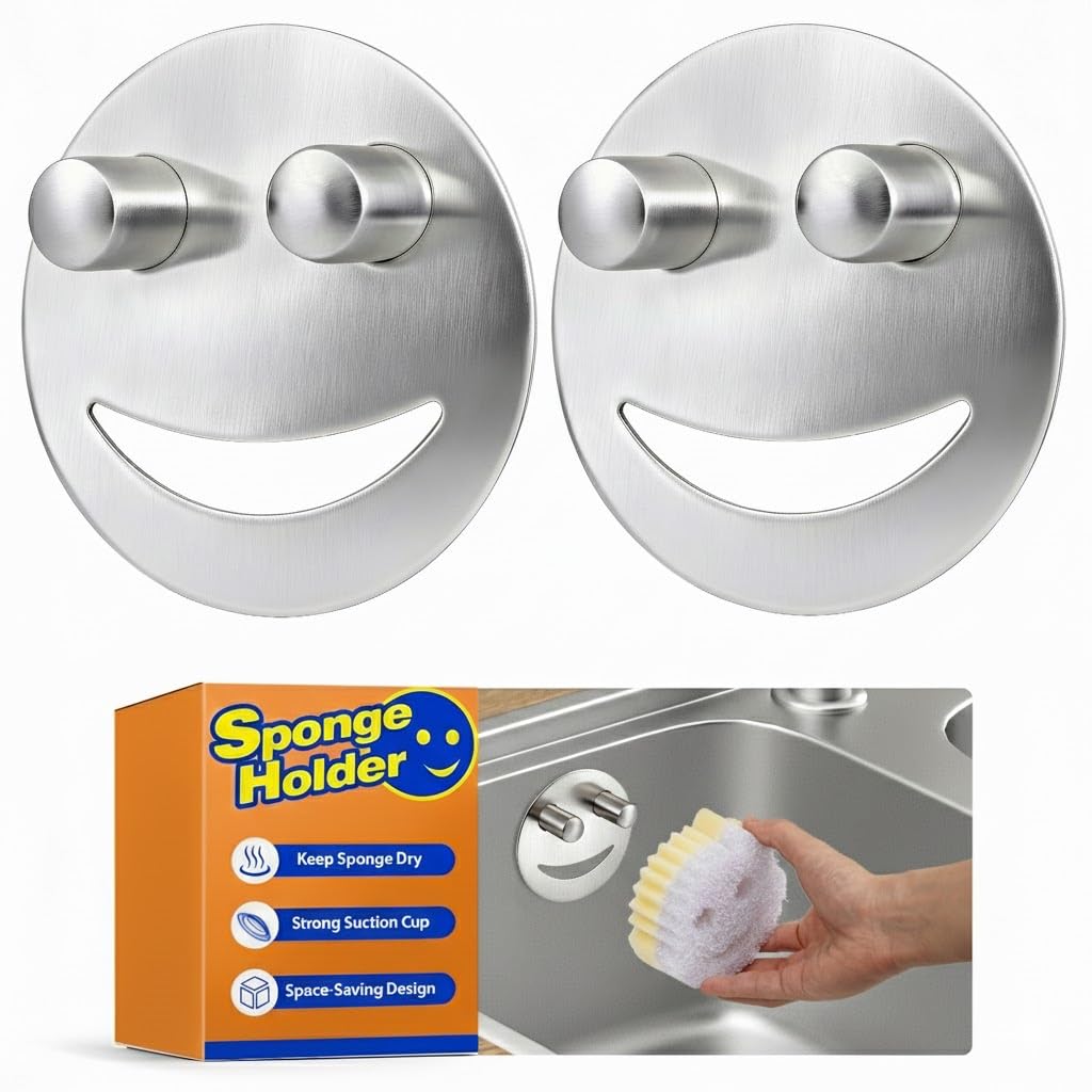 Discount Parts Direct Stainless Steel Sponge Holder For Scrub Daddy Mommy Sponge, Bathroom Kitchen Sink Caddy Organizer Storage with Suction Cup, Dishwasher Safe, Keep Sponge Dry, Silver, 2-Pack