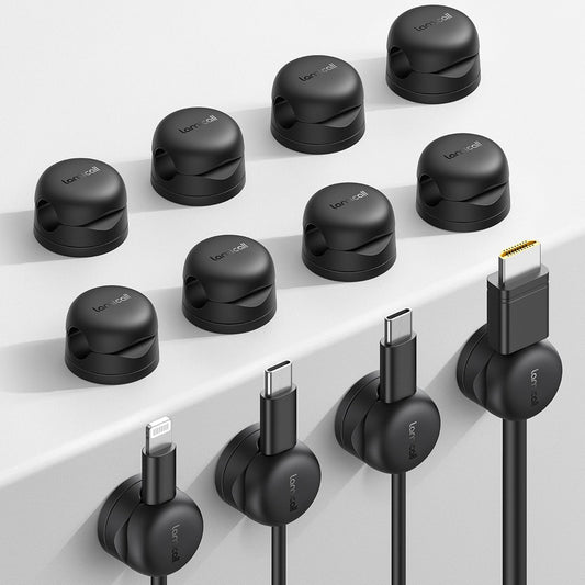 12Pack Rotating Cord Organizer, Desk Office Nights... (Classic Black)