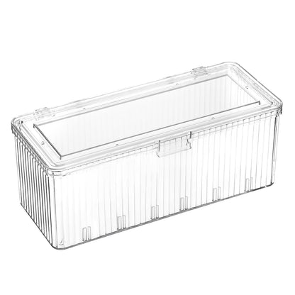 Clean Pads Container for Bathroom,Plastic Makeup Sponge Organizer | Square Cotton Pad Holder Dispenser for Makeup Desktop Organizer with Lid for Vanity