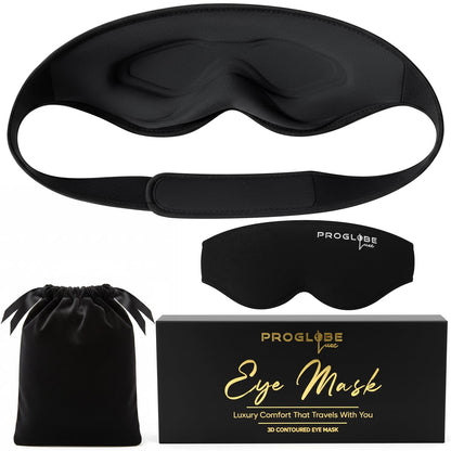 Luxe Luxury Sleep Mask for Back & Side Sleepers, 100% Light Blocking 3D Eye Mask with Zero Pressure Eye Cups, Lash-Friendly, Soft Breathable Night Mask for Travel & Naps, Black