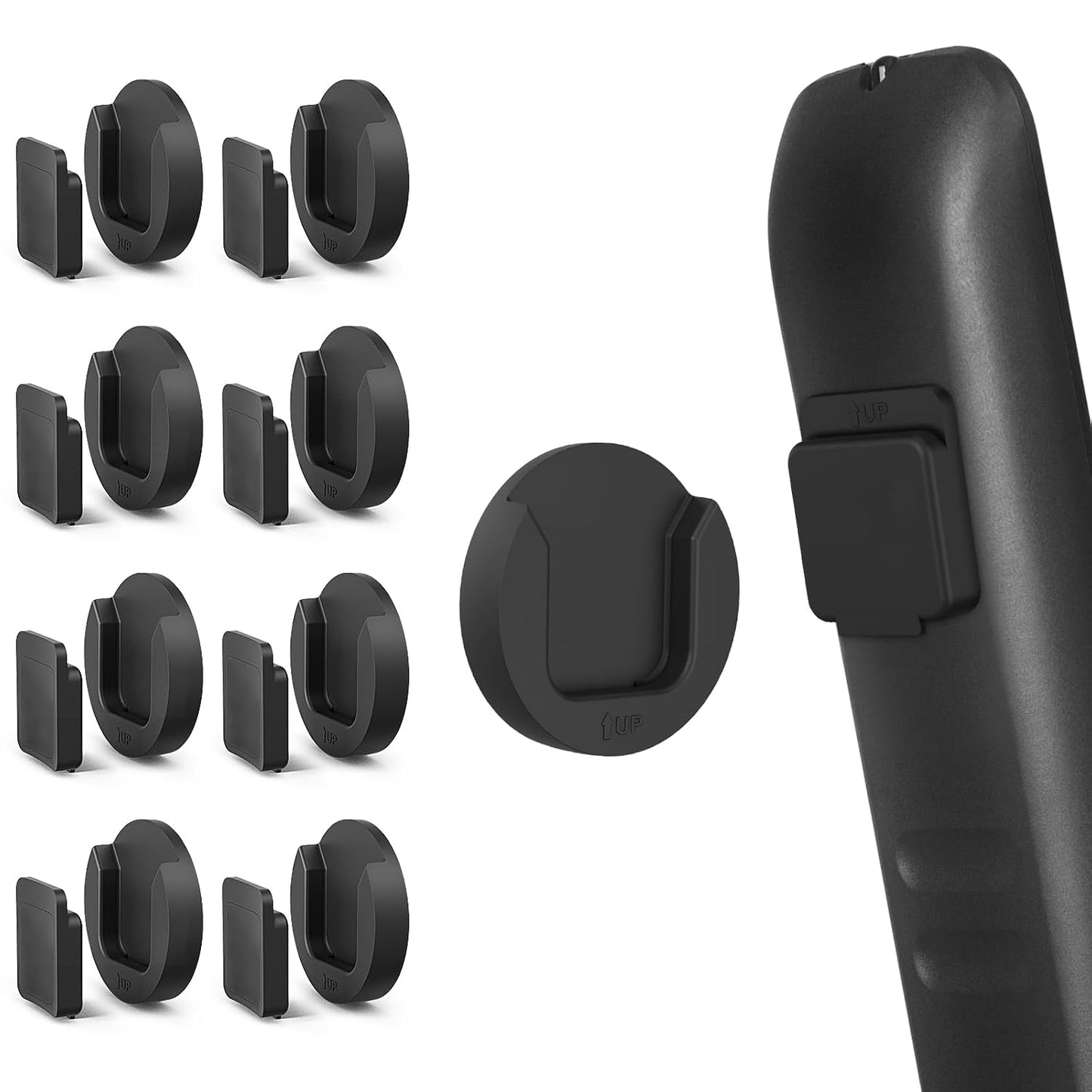 YYILIS Magnetic Remote Control Holder Wall Mount, Self-Adhesive Bedside Caddy for TV Backside/Bedroom/Office/RV Home Organizer Storage(Black 8)