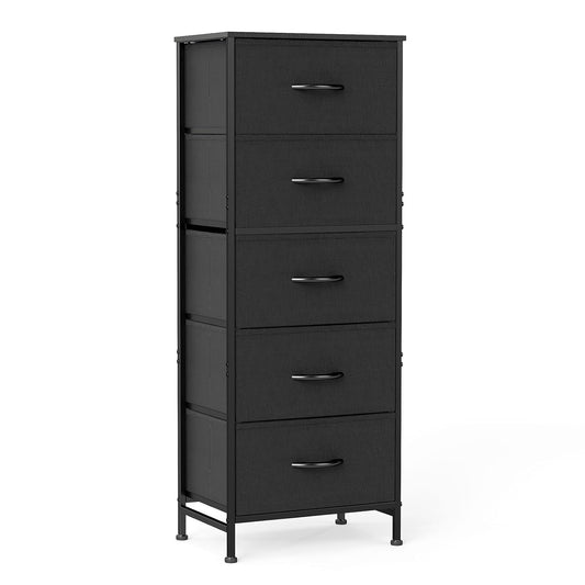 5 Drawers Dresser for Bedroom with Wheels, Chest o... (Black | Fabric)