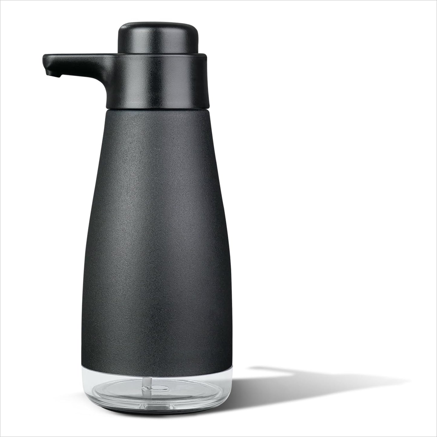 AIKE 15oz Liquid Soap Dispenser for Dish and Hand Soap Matte Black | Easy Push Durable Pump, No-Slip Base with Clear Liquid Window, Easy Refill Wide Opening, for Kitchen Sink and Bathroom