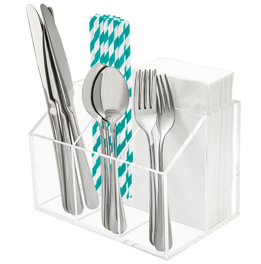 Utensil Holder Silverware Caddy Countertop Cutlery... (Clear | Acrylic)