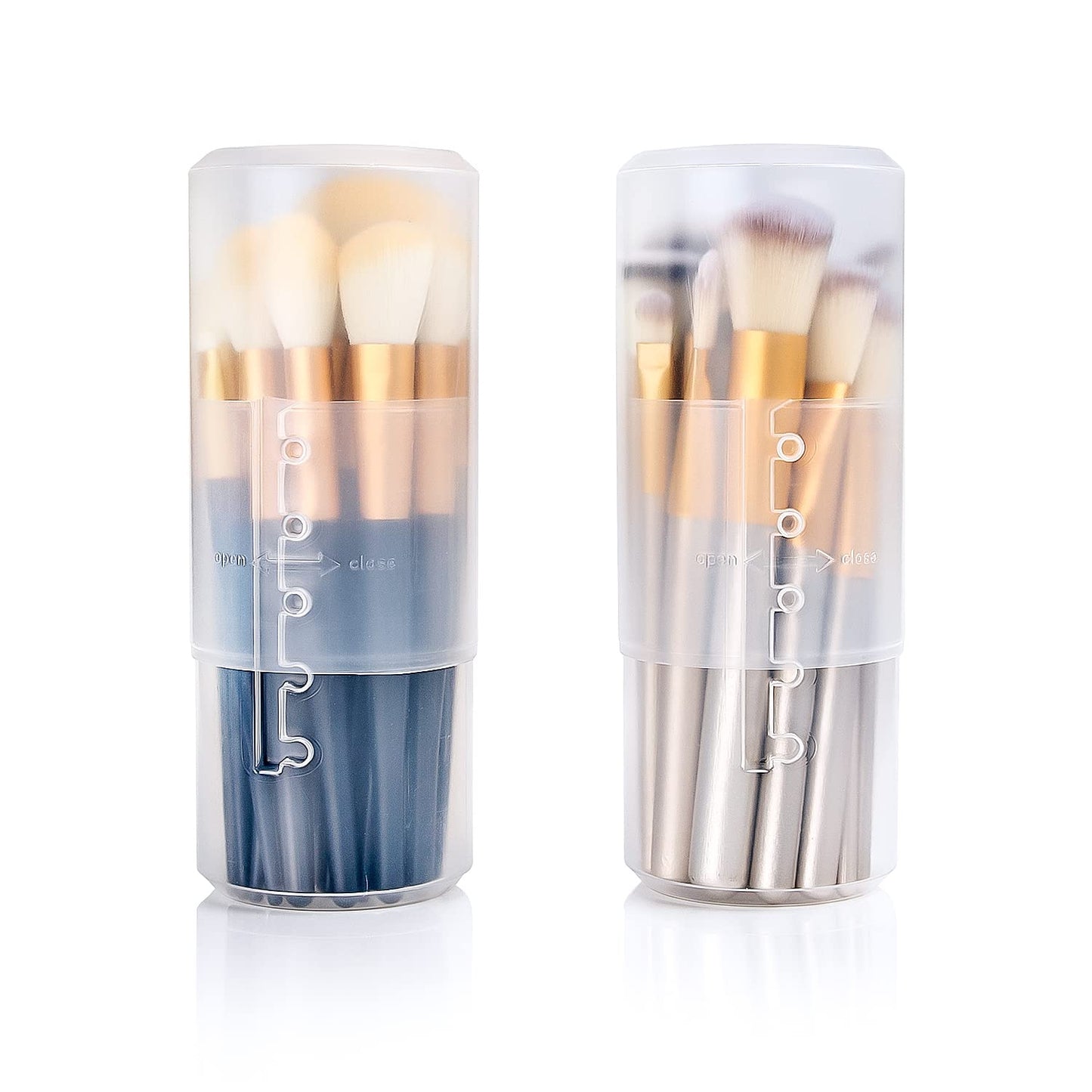 2 Pack Transparent Plastic Makeup Brush Holders, Dual Use, Lightweight, Spacious