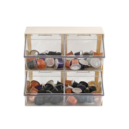 Large Coffee Pod and Tea Bags Organizer with Lid, White | Plastic Creamer Holder, For K Cups, Sugar Bags, Drink Packets, Coffee Bar Accessories Storage Box for Home Office