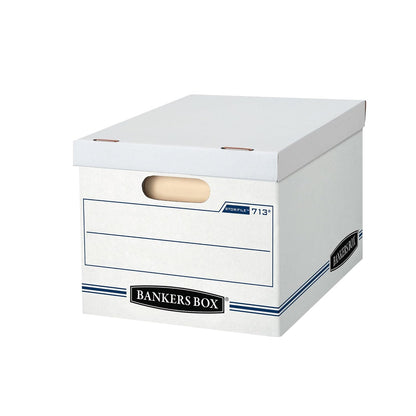 Bankers Box 6-Pack Basic-Duty File Storage Box with Lid, Letter/Legal | Tame everyday paperwork with affordable file boxes, lift-off lids, and reinforced handles for simple record storage.