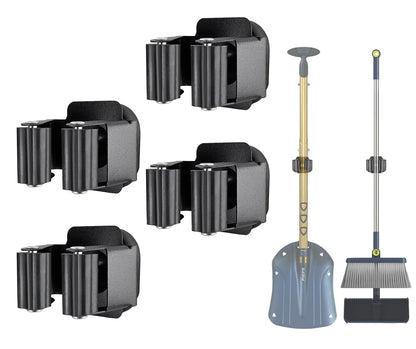 Upgraded Magnetic Broom and Mop Holder Wall Mount, Space-Saving Heavy Duty No Drill Over the Door Broom Gripper RV Camper Wall Organizer,Black,4 Pcs