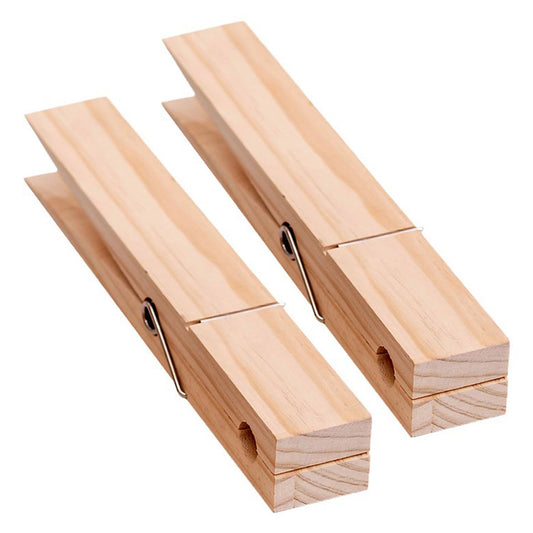 2 Pack 8.66 Inch Jumbo Natural Wooden Clothespin W... (Wood | Wood)