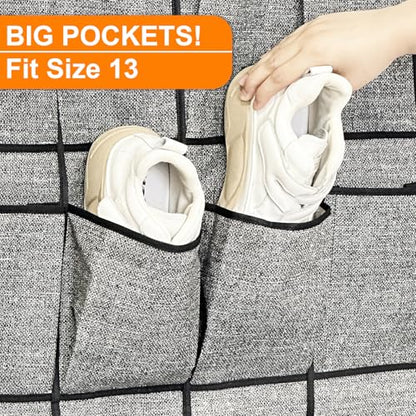 Over the Door Shoe Organizer, Hanging Shoe Rack Storage Holder with 24 Large Pockets for Closet Door, Men Women Kids Shoes, Cruise (Black)