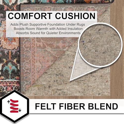 Mohawk Home Felt Rug Pad 8' x 10' - 1/4 Inch Thick Cushion for Area Rugs, Protective Underlay for Hardwood Floors, Comfort and Insulation – Felt Only Pad