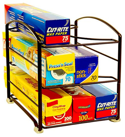 Wrap Organizer Rack for Kitchen Cabinet, 3 Tier, B... (Bronze | Alloy Steel)