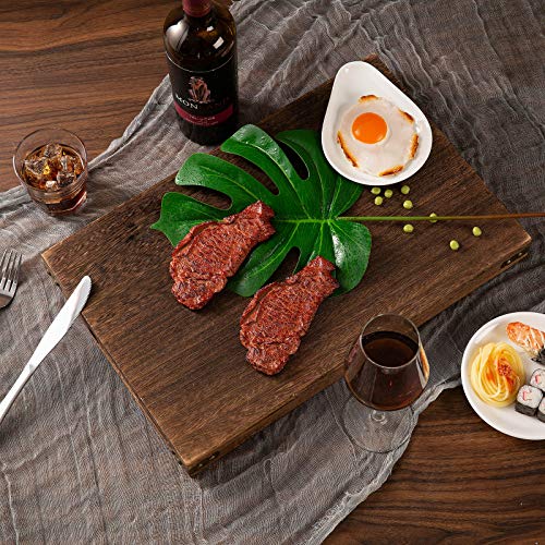 Rustic Wooden Serving Trays with Handle - Set of 7 Rectangular Platters for Entertaining, Breakfast, Coffee Table, Home Decor | 4 Sizes Tray-Snacks to Entrees,Decorative Serving Platter for Breakfast Bed,Lunch,Ottoman,Coffee Table,BBQ-Great for Lap&Sofa