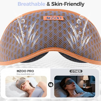 MZOO Pro Breathable Sleep Mask - Complete Blackout Sleeping Eye Mask for Side Sleeper, 3D Zero Pressure & Eyelash Friendly Night Blindfold Eye Covers, Travel Essentials & Birthday Gifts for Women Men