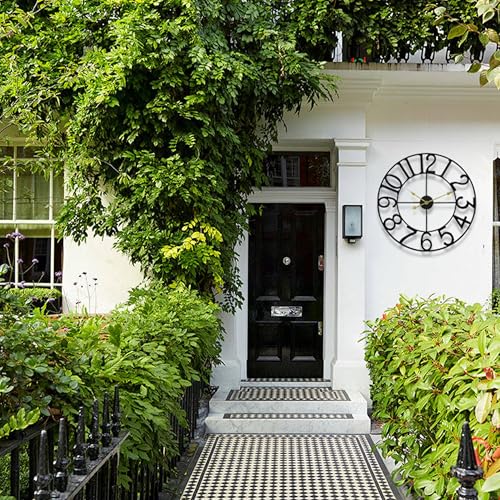 30 in Extra Large Outdoor Clock – Waterproof Outdoor Indoor Wall Clock for Patio/Pool Area – Farmhouse Decorative Outdoor Clocks Sient Battery Operated – Vintage Outside Clock for Garden, Backyard