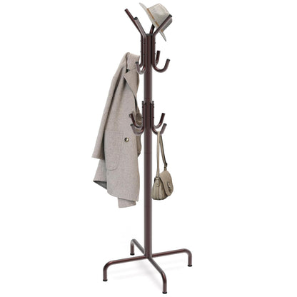 Simple Houseware Standing Coat/Hat Hanger Organizer Rack, 12 Hooks, Bronze | For Entryway, Bedroom, and Hallway