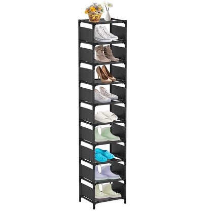 10-Tier Vertical Shoe Rack, Tall Narrow Shoe Shelf Space Saving Organizer for Entryway Door Small Space