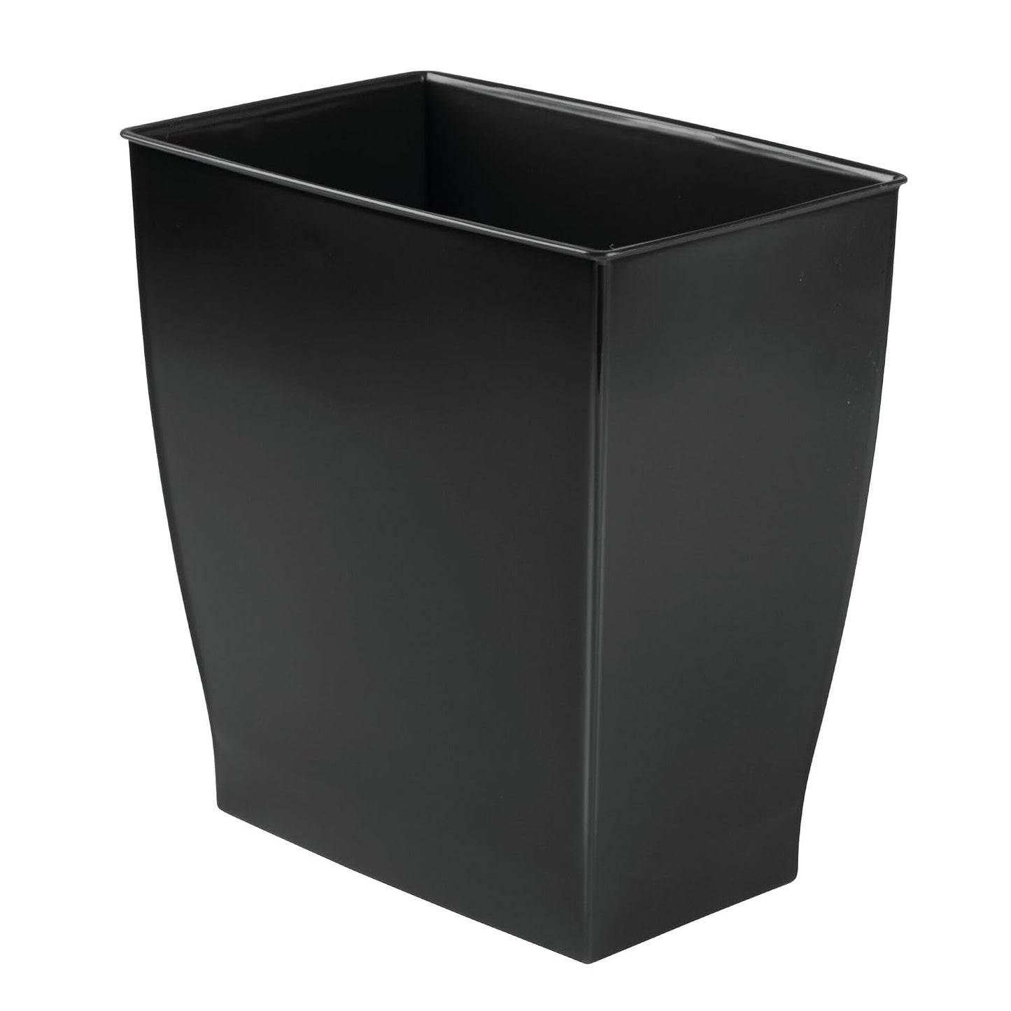 iDesign Small Plastic Bathroom Trash Can, Black | Slim Rectangle, For Bedroom, For Office, For Dorm