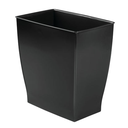 iDesign Small Plastic Bathroom Trash Can, Black | Slim Rectangle, For Bedroom, For Office, For Dorm