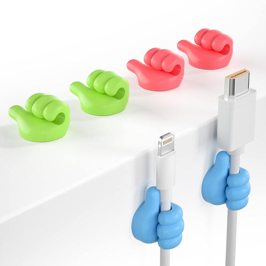 iToleeve 12 Pack Cord Organizer, Funny Thumb Cable Management Clips | Adhesive Phone Cord Holder Clips for Nightstand Desk Car Office Home College Dorm Room, Desk Organizer Accessories