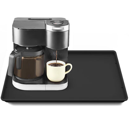 Silicone Coffee Maker Mat with Lip for Countertops, 19.7'' x 15'', Black | Multi leak-proof coffee tray for countertop, non-slip silicone tray for under coffee machine espresso accessory, wipe-clean