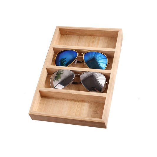 TANG SONG 1 Pack Bamboo Sunglasses Display Tray Eyewear Storage Case for Home or Office