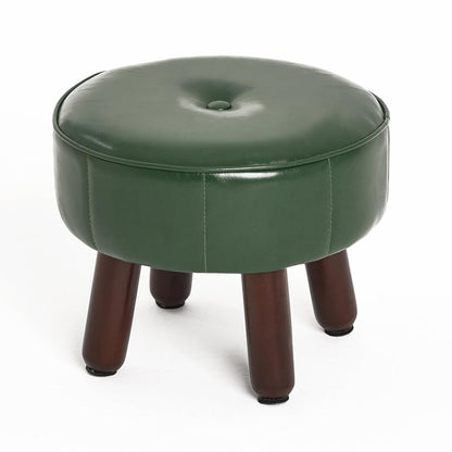 13in Small Foot Stool Ottoman, Faux Leather Foot Rest for Couch