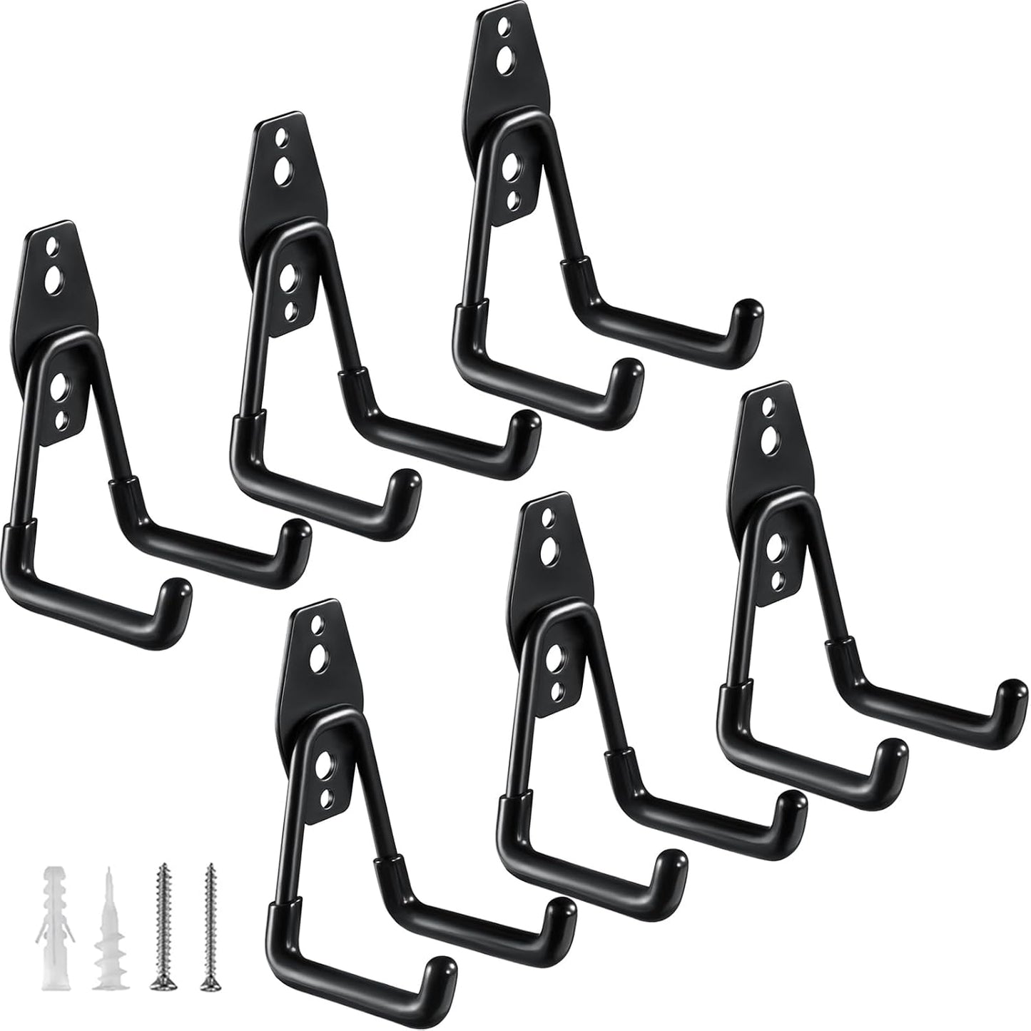 HUPBIPY Heavy Duty Garage Hooks 6 Pack, 2.8 inch Small U Shaped Hanger, Wall Mounted Storage System, Power and Garden Tool Organizer, for Hanging Ladders, Hose, Bulk Items and More