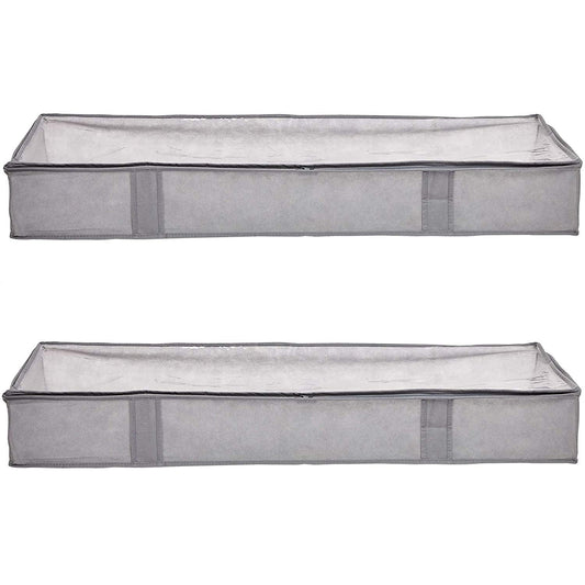 Under Bed Storage Bags for Clothes and Blankets, F... (2 Count | Gray | Vinyl)