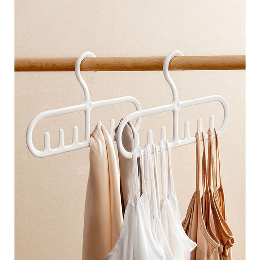 4 Pack Tank Top Hanger with 6 Hooks, Durable Hanging Closet Organizer Accessories Holder for Camisole, Bow Tie, Scarves, and More | White