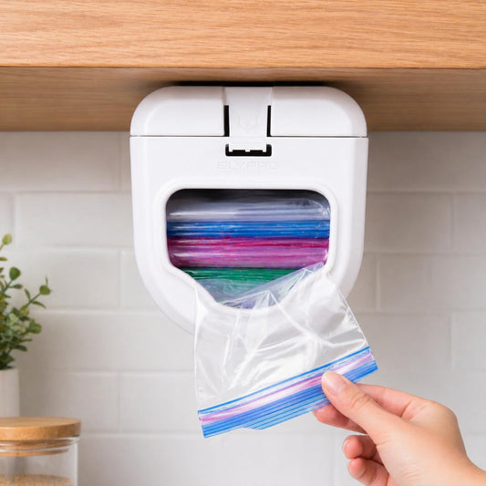 Under Cabinet Sandwich Bag Holder & Dispenser (White | Plastic)