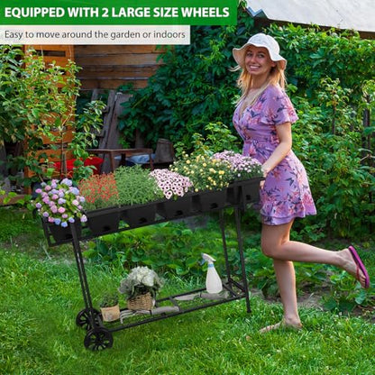 Plastic Raised Garden Bed Outdoor with Legs 43x17x... (Black | Metal, Plastic)