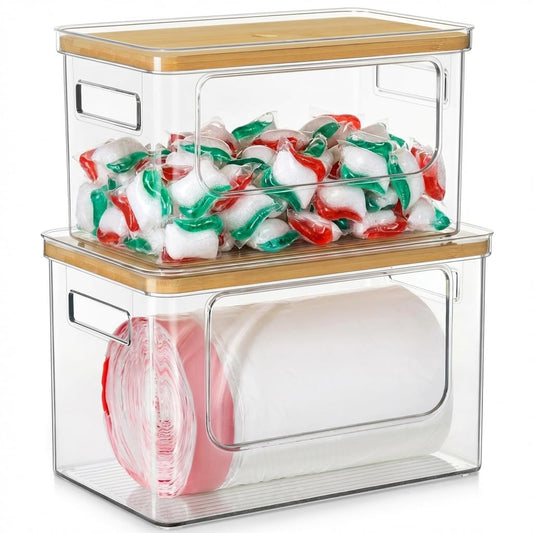 Trash Bag Dispenser Under Sink, 2 in 1 Garbage Bag... (2 Count | Clear | Acrylic)