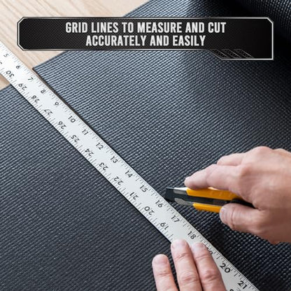 Precision Defined Toolbox Liner Non-Slip Tool Drawer Liner 16ft x 16" Black | Shelf Liner Memory-Foam, Toolbox Liner, Non Slip Tool Box Mat, Washable Tool Box Drawer Liner for Shelf, Cabinet & Workbench