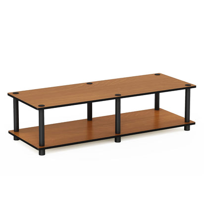 Furinno JUST Toolless TV Stand, 2-Tier Wide Entertainment Center for TV up to 46 Inch, Open Shelf TV Console, for Living Room, Bedroom, Light Cherry