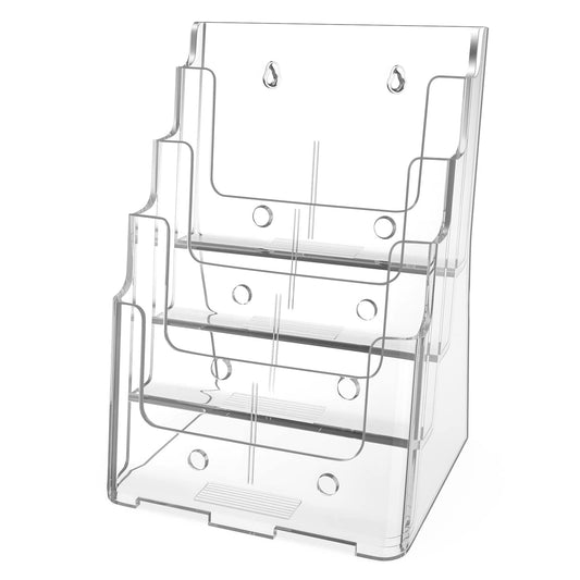 4 Tier Brochure Holder, 8.5 x 11, Removable Divide... (clear)