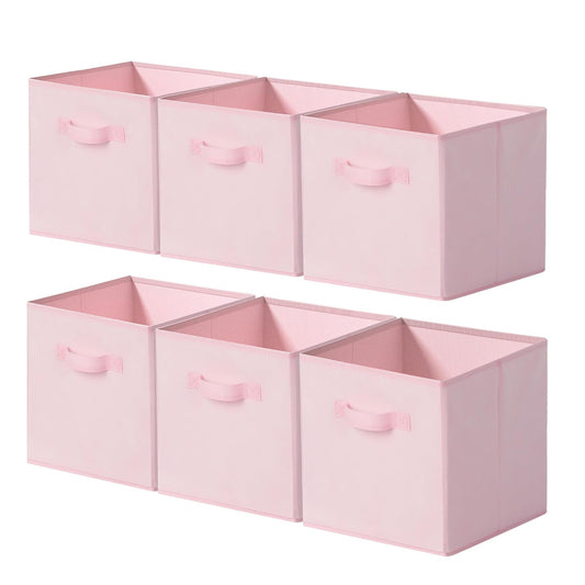 11x11 Storage Cubes, 6 Pack Open Storage Bins with... (Pink)