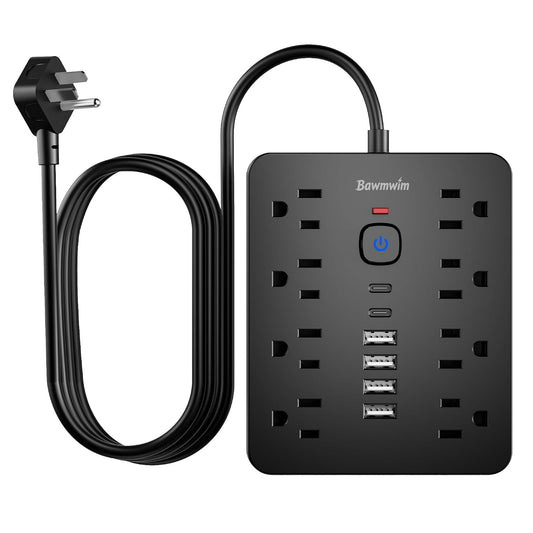 Surge Protector Power Strip, 8 Outlets(1850W/15A/14AWG), 6 USB Charging Ports(2 USB C), 6FT Flat Plug Extension Cord Outlet Extender with Overload Protection, ETL Certified for Office