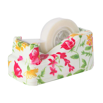 VIBRANZ-LAB Cute Tape Dispenser Desk Cute Home Office Desk Supplies Fun Desk Accessories Floral Tape Dispenser Cute Office Supplies for Women Desk Weighted Non-Skid Non-Slip Base Tape Dispensers