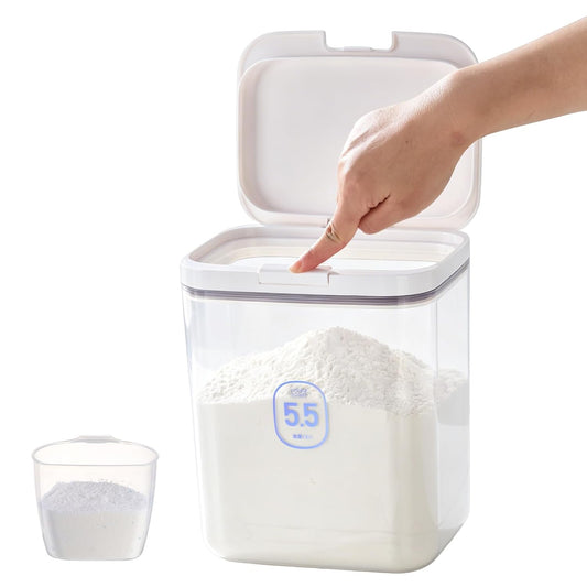 MUAZ Laundry Pods Storage Container - Washing Pods Storage with Pop-up Lids, Clear Box with Scoops, 8 Stickers - 5.5L/12Lbs(270 Pods) Large Organizer for Detergent Pods, Powder