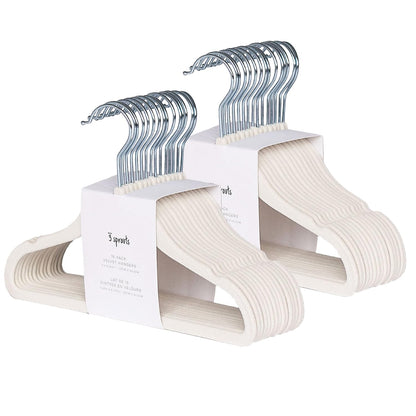 3 Sprouts Velvet Baby Hangers, Non Slip Slim, Cream, 30 Pack | Non-slip velvet, Notched shoulders, 360-degree swivel hook, 11.75 x 8 in, Infant and toddler clothes, Soft colors for nursery