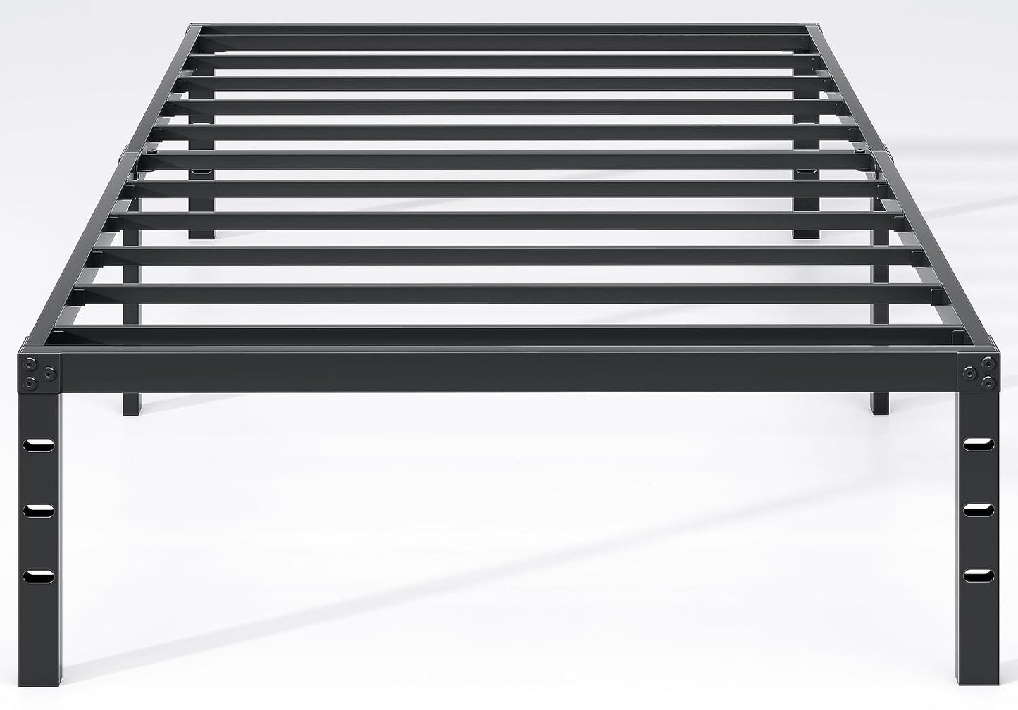 NEW JETO Metal Bed Frame,Twin Size Bed Frame with Storage Space,14 Inch | Heavy Duty Sturdy Mattress Foundation,Easy Assembly,No Box Spring Needed, Black